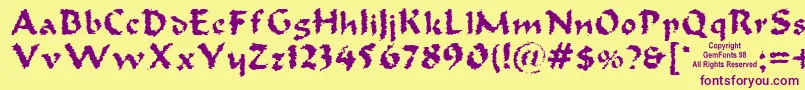 Oldoak-fontti – violetit fontit keltaisella taustalla