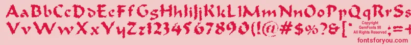 フォントOldoak – ピンクの背景に赤い文字