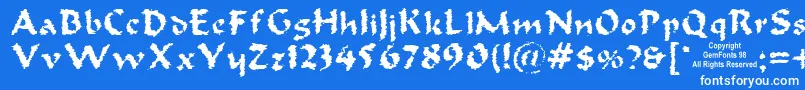 Czcionka Oldoak – białe czcionki na niebieskim tle