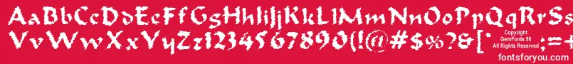 Oldoak-fontti – valkoiset fontit punaisella taustalla