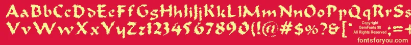 Oldoak Font – Yellow Fonts on Red Background
