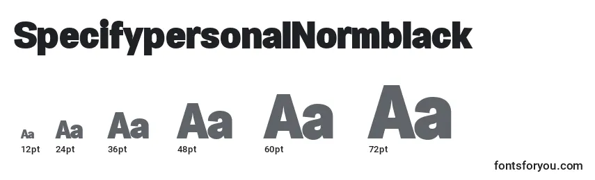 Размеры шрифта SpecifypersonalNormblack