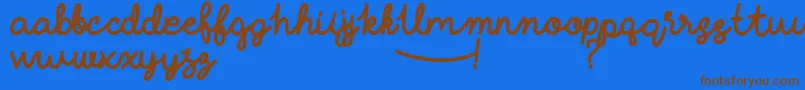 フォントMillennialSolstice – 茶色の文字が青い背景にあります。