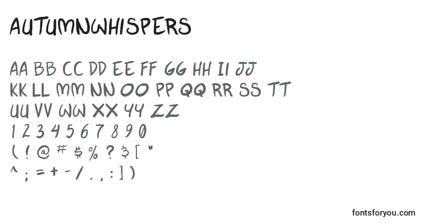A fonte AutumnWhispers – alfabeto, números, caracteres especiais