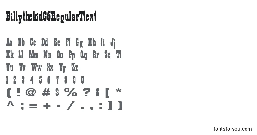 A fonte Billythekid65RegularTtext – alfabeto, números, caracteres especiais