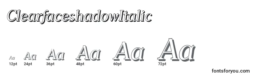 Размеры шрифта ClearfaceshadowItalic