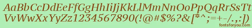 Ptz56f-fontti – ruskeat fontit vihreällä taustalla