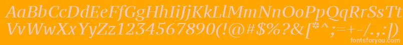 Ptz56f-fontti – vaaleanpunaiset fontit oranssilla taustalla