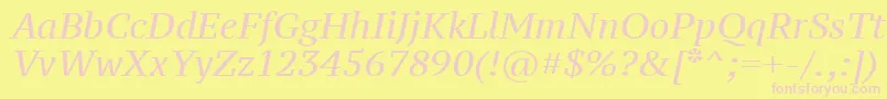 フォントPtz56f – ピンクのフォント、黄色の背景