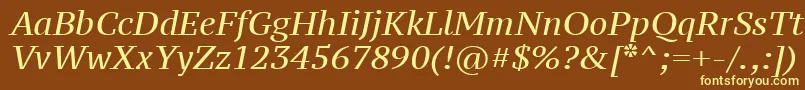 Ptz56f-fontti – keltaiset fontit ruskealla taustalla