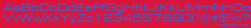 Square721ExtendedBt-Schriftart – Blaue Schriften auf rotem Hintergrund