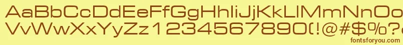 フォントSquare721ExtendedBt – 茶色の文字が黄色の背景にあります。