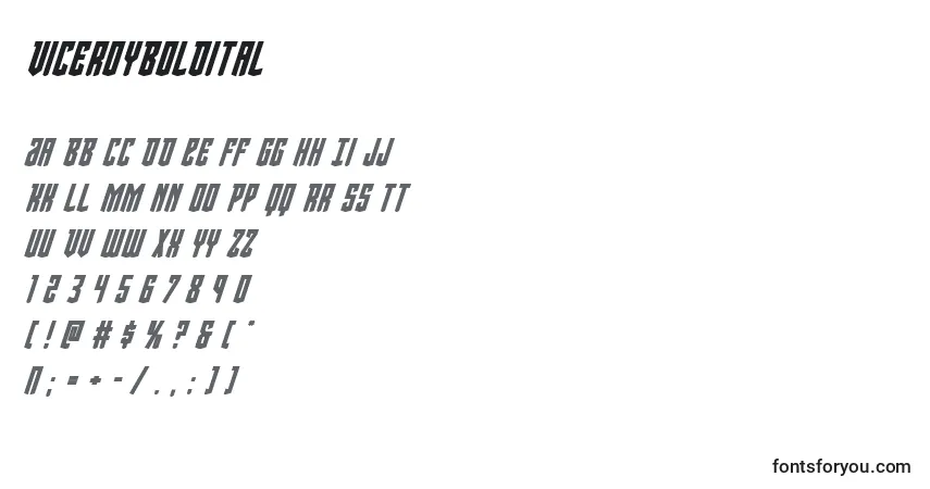 Viceroyboldital-fontti – aakkoset, numerot, erikoismerkit