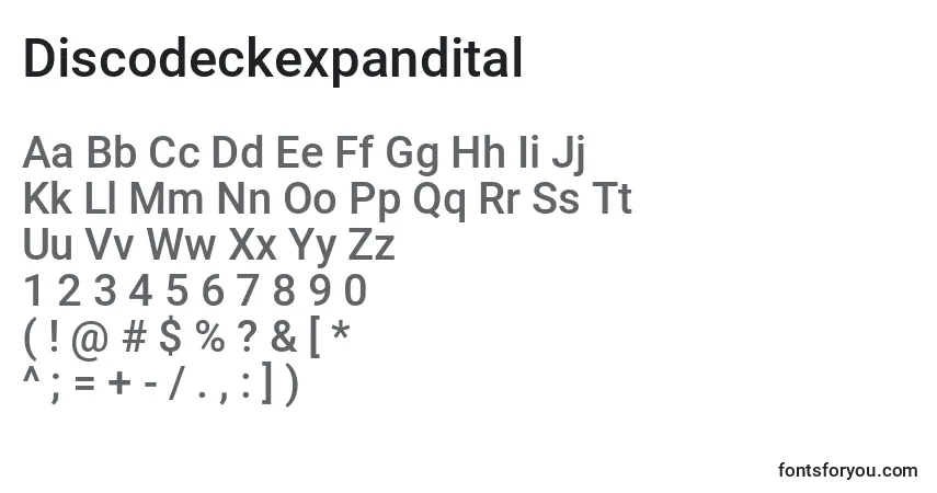 characters of discodeckexpandital font, letter of discodeckexpandital font, alphabet of  discodeckexpandital font