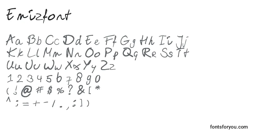 characters of emizfont font, letter of emizfont font, alphabet of  emizfont font