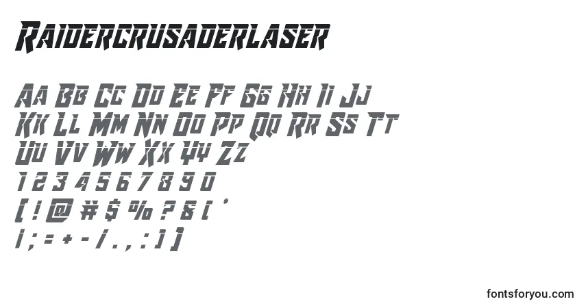 characters of raidercrusaderlaser font, letter of raidercrusaderlaser font, alphabet of  raidercrusaderlaser font
