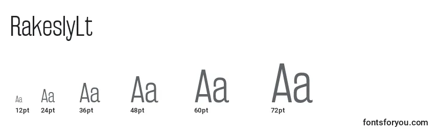 sizes of rakeslylt font, rakeslylt sizes