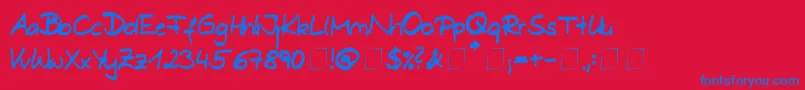 Dani-Schriftart – Blaue Schriften auf rotem Hintergrund