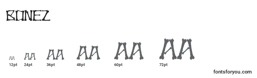 Bonez Font Sizes