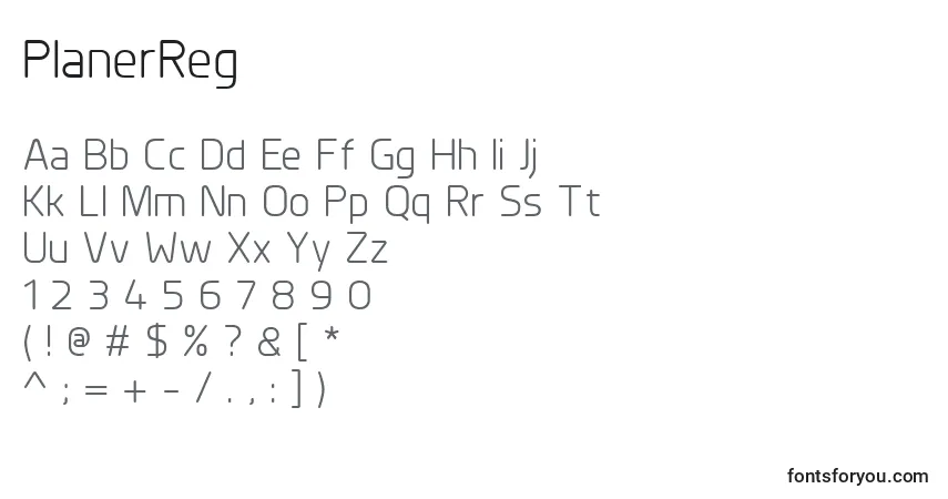 Czcionka PlanerReg – alfabet, cyfry, specjalne znaki