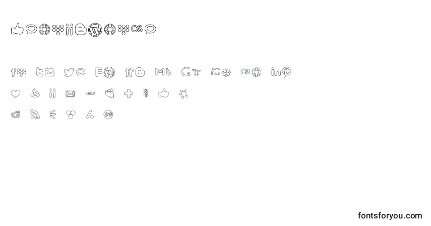 SocialMediaIcons-fontti – aakkoset, numerot, erikoismerkit