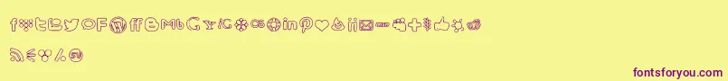 Fonte SocialMediaIcons – fontes roxas em um fundo amarelo