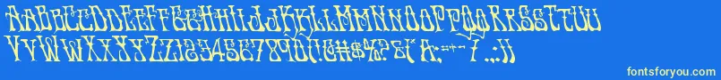 Instantzenleft Font – Yellow Fonts on Blue Background