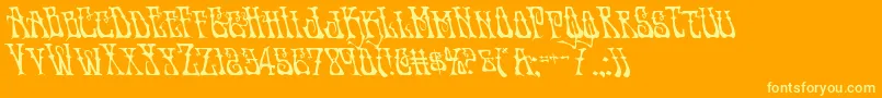 Instantzenleft-Schriftart – Gelbe Schriften auf orangefarbenem Hintergrund