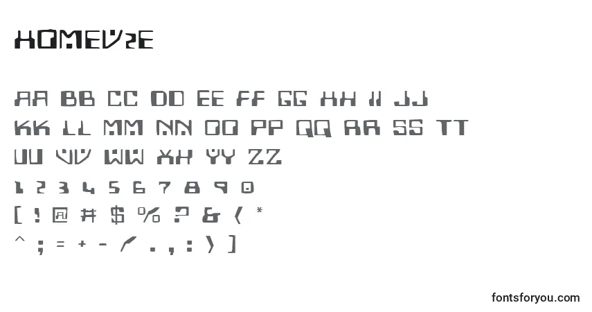 Homev2e-fontti – aakkoset, numerot, erikoismerkit