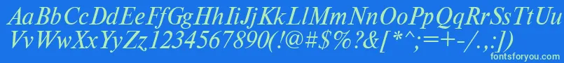 TimesdlItalic Font – Green Fonts on Blue Background