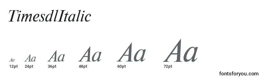 Размеры шрифта TimesdlItalic