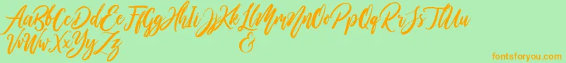 WildOnesPersonalUse-Schriftart – Orangefarbene Schriften auf grünem Hintergrund