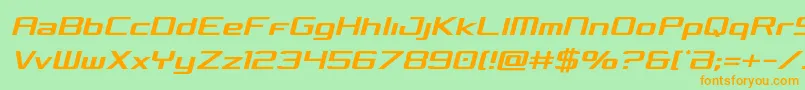 フォントConcieliancondsemital – オレンジの文字が緑の背景にあります。