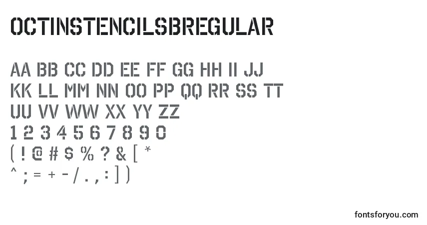 Schriftart OctinstencilsbRegular – Alphabet, Zahlen, spezielle Symbole