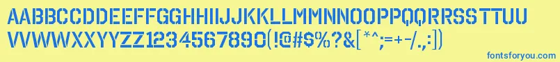 OctinstencilsbRegular Font – Blue Fonts on Yellow Background