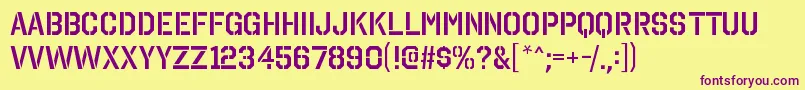 OctinstencilsbRegular Font – Purple Fonts on Yellow Background