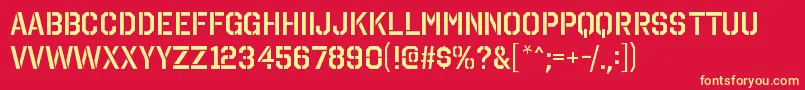 OctinstencilsbRegular Font – Yellow Fonts on Red Background