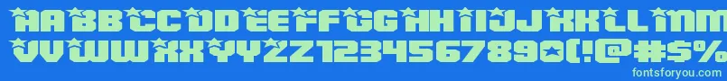 Armyrangerssuperexpand-Schriftart – Grüne Schriften auf blauem Hintergrund
