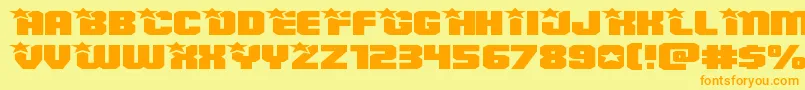 フォントArmyrangerssuperexpand – オレンジの文字が黄色の背景にあります。