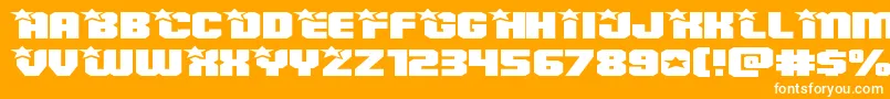 Armyrangerssuperexpand-fontti – valkoiset fontit oranssilla taustalla