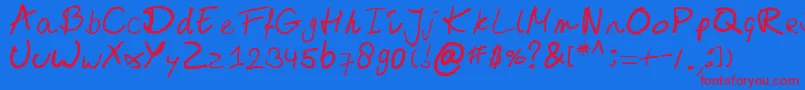 Emizfont Font – Red Fonts on Blue Background