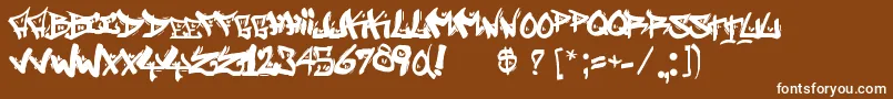 StreetWriters-Schriftart – Weiße Schriften auf braunem Hintergrund