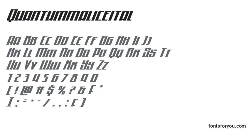 Schriftart Quantummaliceital – Alphabet, Zahlen, spezielle Symbole