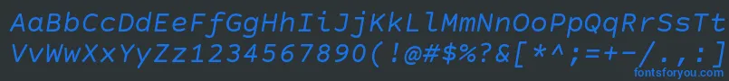 CourierPrimeSansItalic Font – Blue Fonts on Black Background