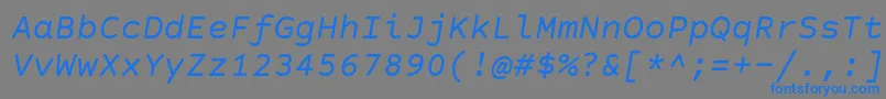 Шрифт CourierPrimeSansItalic – синие шрифты на сером фоне