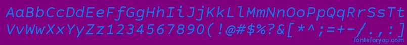 CourierPrimeSansItalic Font – Blue Fonts on Purple Background