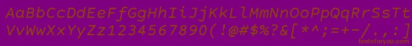 CourierPrimeSansItalic Font – Brown Fonts on Purple Background