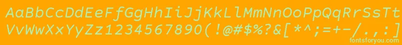 CourierPrimeSansItalic Font – Green Fonts on Orange Background