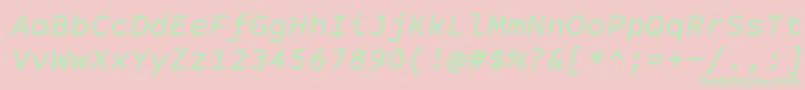 CourierPrimeSansItalic Font – Green Fonts on Pink Background