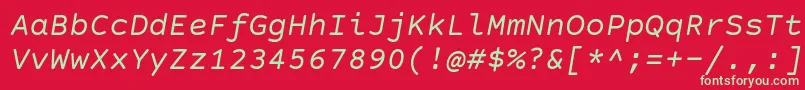 フォントCourierPrimeSansItalic – 赤い背景に緑の文字